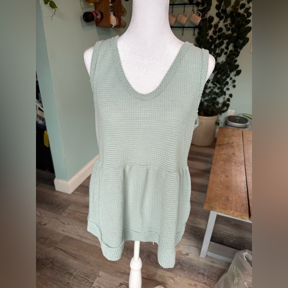 NWT Altar’d State Mint Green Peplum Tank Top Size Medium
